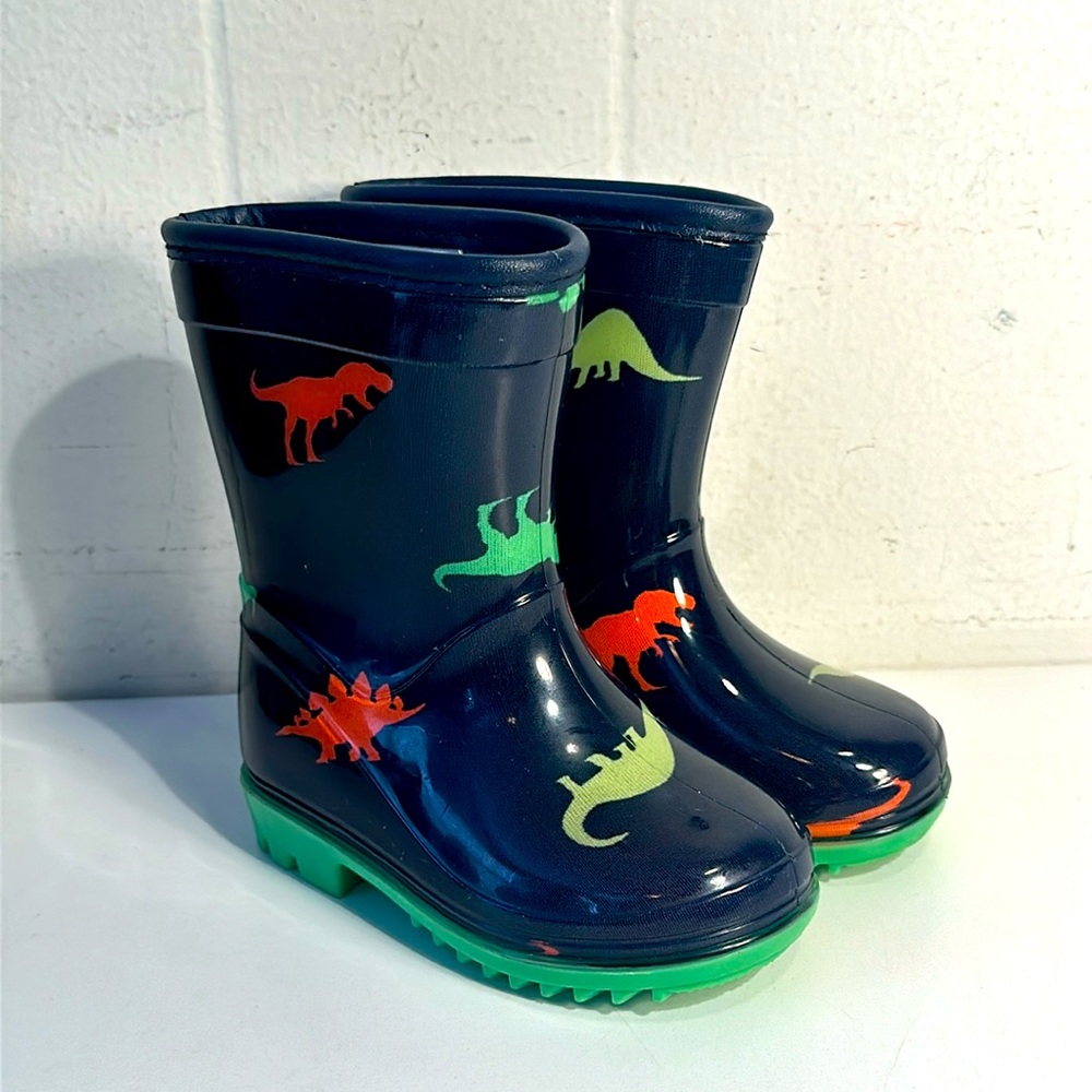 Toddler rainboots carters size 5 dinosaurs waterproof blue green orange children